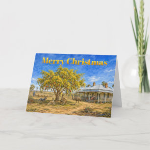 Australische Kerst Acaciaboom met kerstballen Kaart