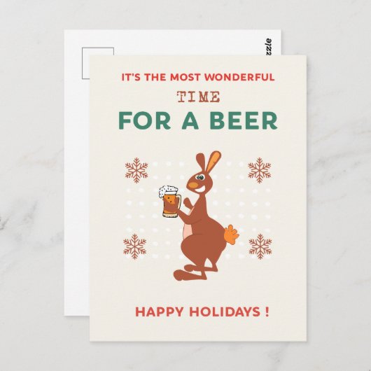 Australische kerst briefkaarten Funny Kangaroo Pun (Voorkant / Achterkant)