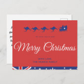 Australische kerst briefkaarten Kangaroo Sleigh (Voorkant / Achterkant)