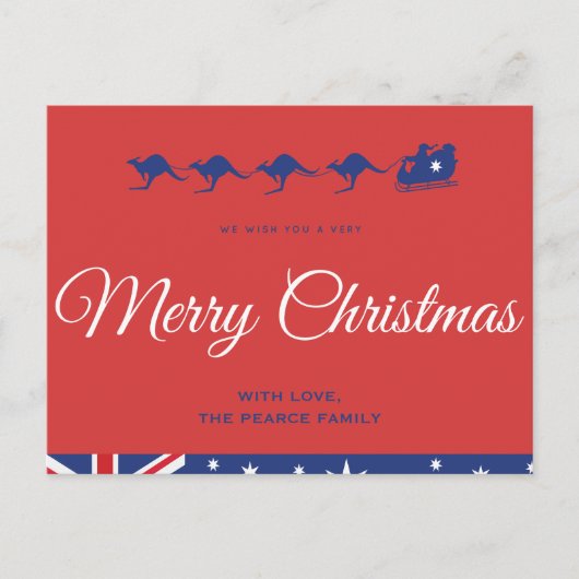 Australische kerst briefkaarten Kangaroo Sleigh (Voorkant)