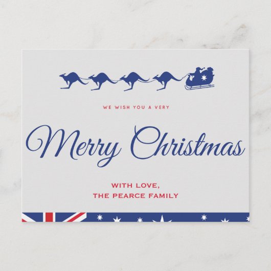 Australische kerst briefkaarten Vlag Kangoeroe Vro (Voorkant)