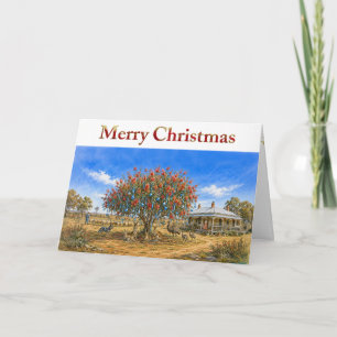 Australische Kerst flesborstelboom met kerstballen Kaart