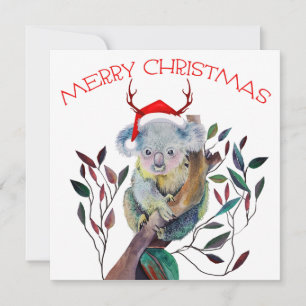 Australische Kerst Koala Santa Hoed Rood Groen Kaart