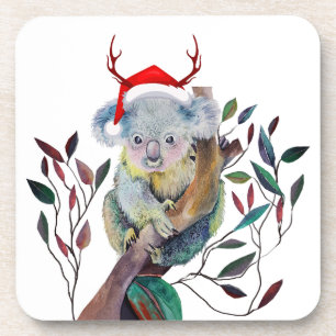 Australische Kerst Koala Sinterklaas Hoed Rood Gro Bier Onderzetter