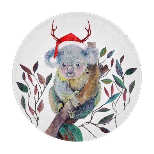 Australische Kerst Koala Sinterklaas Hoed Rood Gro Snijplank (Voorkant)