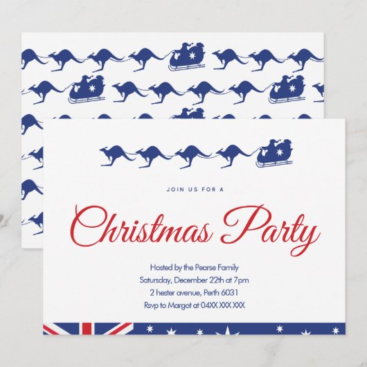 Australische Kerst Party Uitnodiging vlag wit (Voorkant / Achterkant)