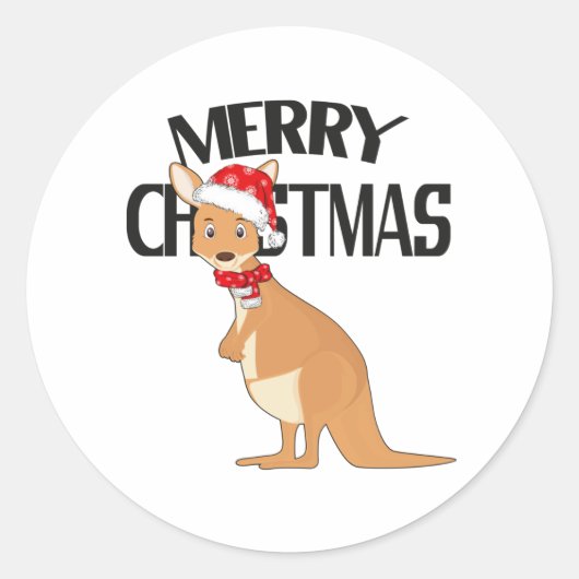 Australische Kerst Schattigee Kangoeroe Ronde Sticker (Voorkant)