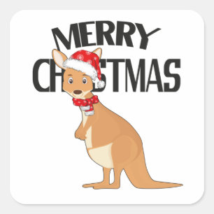 Australische Kerst Schattigee Kangoeroe Vierkante Sticker