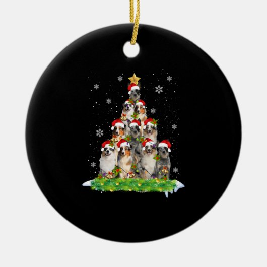 Australische kerstboom in Shepherd Aussie Keramisch Ornament (Voorkant)