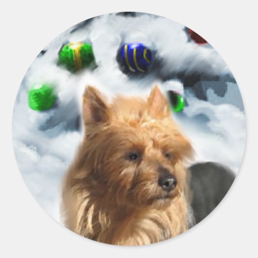 Australische kerstcadeautjes voor terrier ronde sticker (Voorkant)