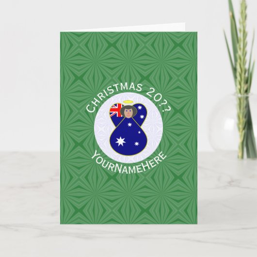 Australische Kerstengel Gepersonaliseerde Groet Kaart (Voorkant)