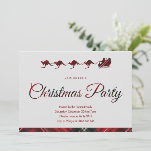 Australische Kerstfeest Uitnodiging flanel (Staand voorkant)