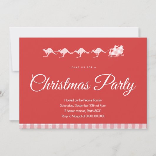 Australische Kerstfeest uitnodiging Kangaroo Rood (Voorkant)