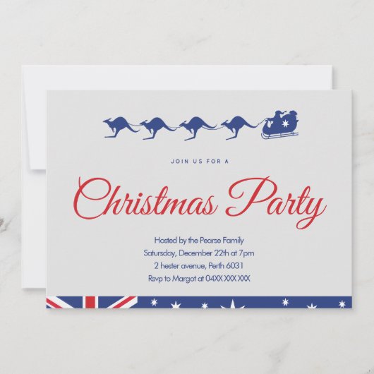 Australische kerstfeest uitnodiging kerst slee (Voorkant)