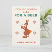 Australische kerstkaarten Grappig Aussie Bier Feestdagenkaart (Staand voorkant)