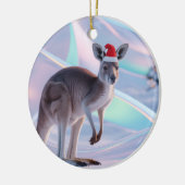 Australische Kerstkangoeroe + Kerstmannenhoed Vaka Keramisch Ornament (Links)