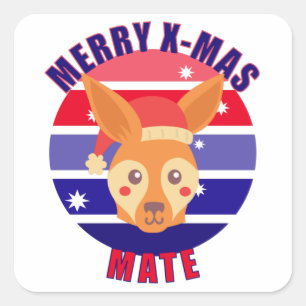 Australische Kerstman Kangaroo Vierkante Sticker