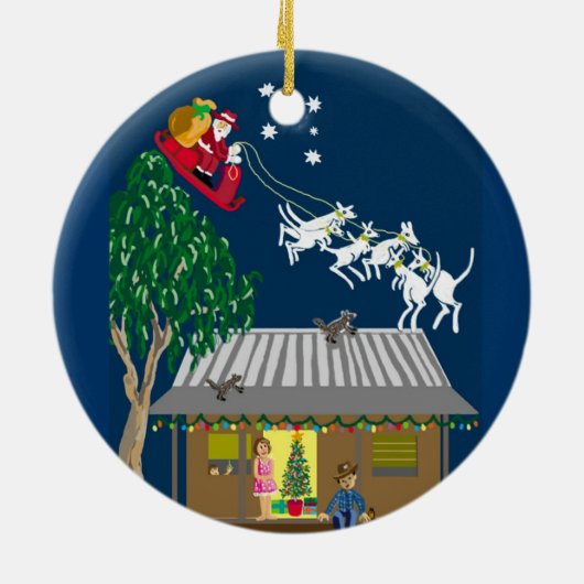 Australische kerstman keramisch ornament (Achterkant)