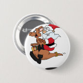Australische kerstman met kerstkangoeroe ronde button 5,7 cm (Voorkant /achterkant)