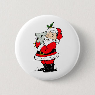 Australische kerstman met koala ronde button 5,7 cm