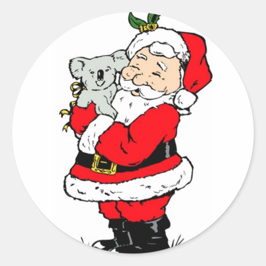 Australische kerstman met koala ronde sticker (Voorkant)