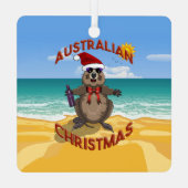 Australische kerstman op het strand metalen ornament (Achterkant)