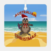 Australische kerstman op het strand metalen ornament (Voorkant)