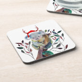 Australische Kerstmis Koala Santa Hoed Rood Groen Bier Onderzetter (Linkerzijde)