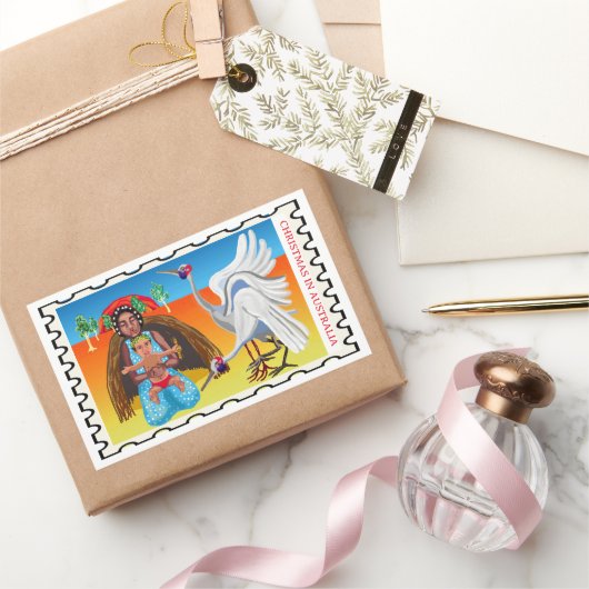 Australische kerststal rechthoekige sticker (Geschenken)