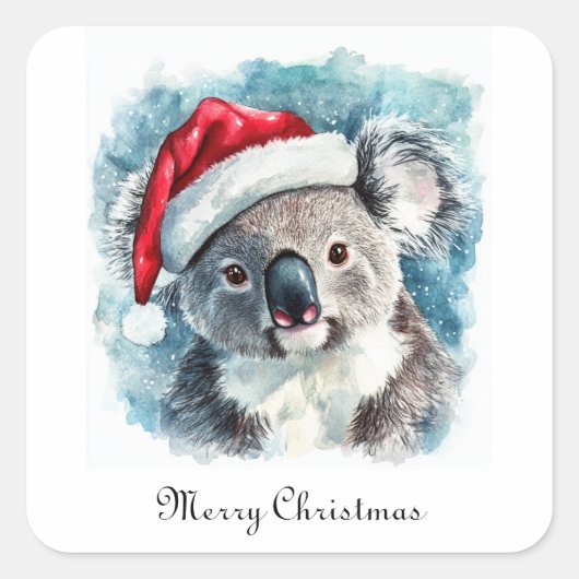 Australische Kerstvreugde, Koala beren aangepast Vierkante Sticker (Voorkant)