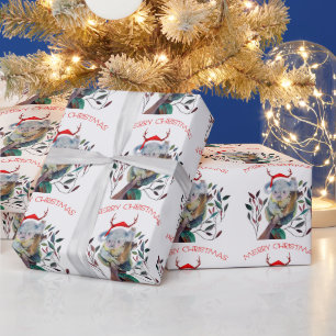 Australische Koala Kerstman Hoed Vrolijk Kerstfees Cadeaupapier
