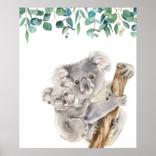 Australische Koala Moeder en Baby Nursery Poster