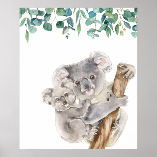 Australische Koala Moeder en Baby Nursery Poster (Voorkant)