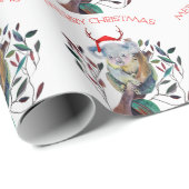 Australische Koala Santa Hat Vrolijk Kerstfeest Cadeaupapier (Rol Hoek)