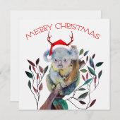 Australische Koala Santa Hat Vrolijk Kerstfeest Feestdagenkaart (Voorkant / Achterkant)