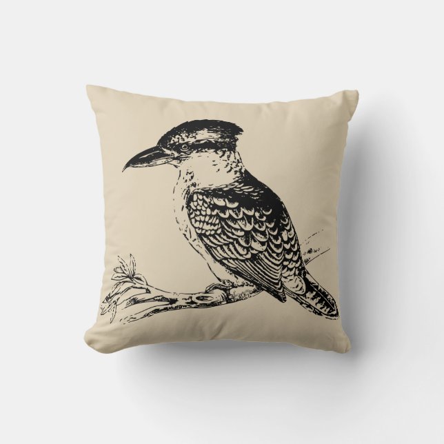 Australische Kookaburra Beige Kussen (Voorkant)
