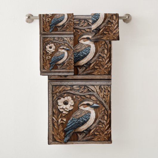 Australische Kookaburra Hout Art Print, Bad Handdoek (Insitu)