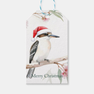 Australische Kookaburra Kerstman hoed Prettig Kers Cadeaulabel