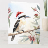 Australische Kookaburra Kerstman hoed Prettig Kers Kaart (Achterkant)