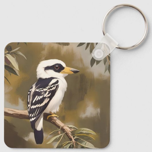 Australische Kookaburra schilderij, Sleutelhanger (Achterkant)