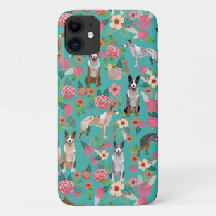 Australische koolie hond vintage bloemen mint Case-Mate iPhone case