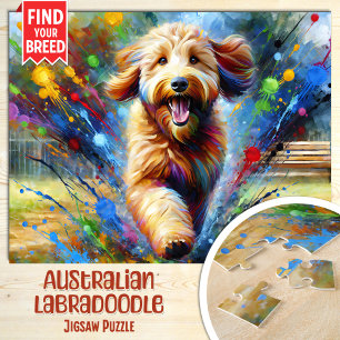 Australische Labradoodle Hond Portret Acryl Kunst Legpuzzel