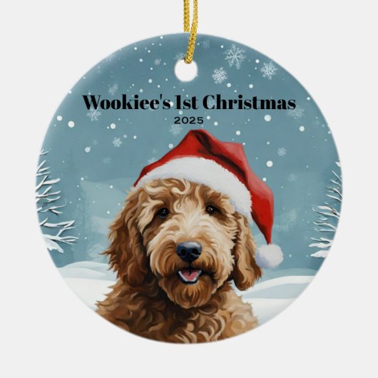 Australische Labradoodle Kerst Keramisch Ornament (Voorkant)