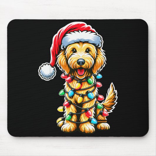 Australische Labradoodle Kerstboom Kerstman Muismat (Voorkant)