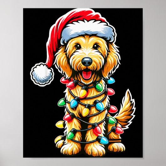 Australische Labradoodle Kerstboom Kerstmis Sinter Poster (Voorkant)