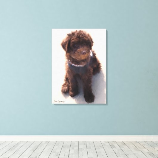 AUSTRALISCHE LABRADOODLE PUPPY CANVAS AFDRUK (Insitu (Houten vloer))