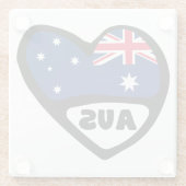 Australische landencode Vlag hart AUS Glazen Onderzetter (Achterkant)