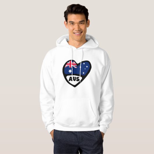 Australische landencode Vlag hart AUS Hoodie (Voorkant volledig)