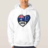 Australische landencode Vlag hart AUS Hoodie (Voorkant)
