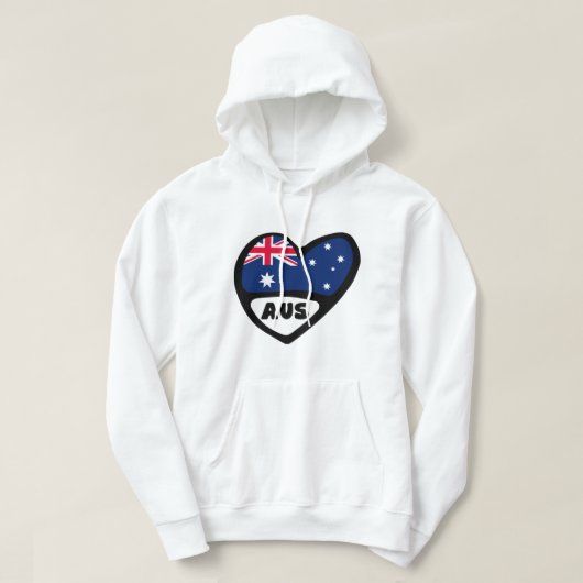 Australische landencode Vlag hart AUS Hoodie (Design voorkant)